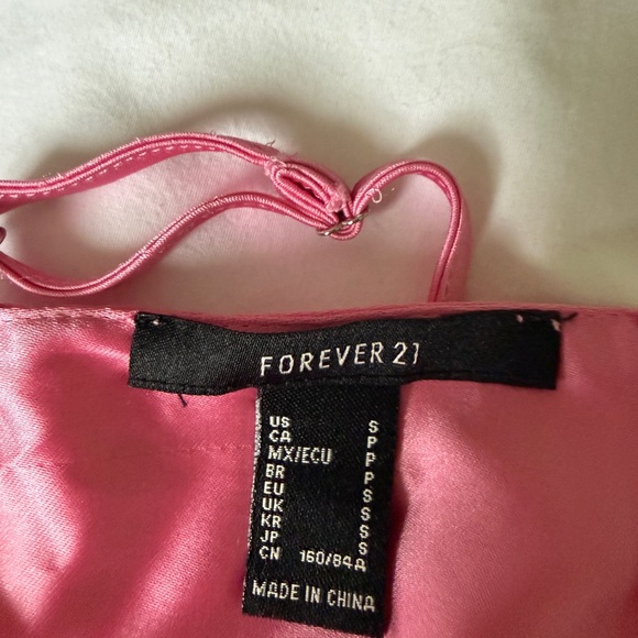 Forever 21 Pink Satin Tie-Front Camisole with Beaded Straps - Picture 4 of 4